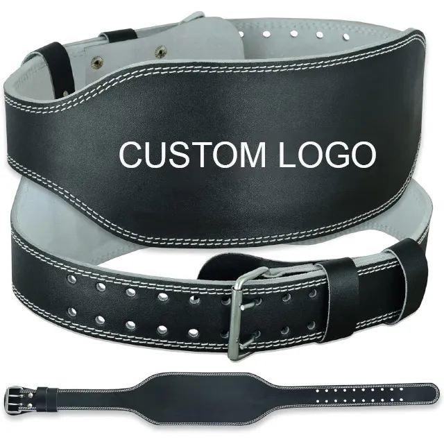 Cinturón de cuero para levantamiento de pesas de 6 pulgadas, soporte de espalda ajustable, logotipo personalizado, cinturón de levantamiento de pesas