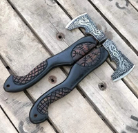 El yapımı Viking balta deri kılıf yüksek karbon çelik dış mekan kullanımı için endüstriyel sınıf ahşap kolu el dövme Ragnar Viking balta