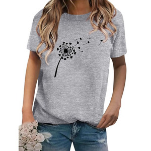 เสื้อยืดคอกลมสำหรับผู้หญิงทำจากผ้าฝ้ายสีพื้นพิมพ์ลายสี100% เป็นมิตรต่อสิ่งแวดล้อม - Product Image 6