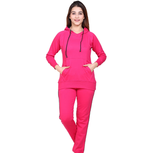Ensemble de survêtement respirant personnalisé de couleur unie pour femmes, pantalon de survêtement long et sweat à capuche, ensemble de jogging 2 pièces - Product Image 5