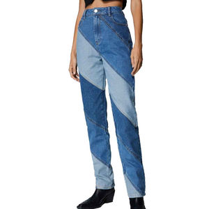 Winter Collection Best Price Factory Direct Straight Fit Color Block Denim Jeans for <b>Women</b> Breathable High-Rise Plus Size - Product Image 6