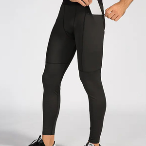 Leggings de compression respirants pour hommes sur mesure avec taille élastique et motif imprimé - Tissu en polyester pour la course à pied et le fitness - Product Image 3