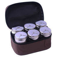 Lot de 6 boîtes à épices portables en acier inoxydable pour cuisine extérieure, camping, barbecue et pique-niques