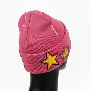 หมวกบีนนี่ถักแบบหนาทำจากอะคริลิคสำหรับผู้ชายหมวกผ้ากำมะหยี่ปักลายโลโก้ผ้าแจ็คการ์ด - Product Image 4