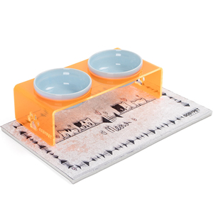 Station d'alimentation pour animaux de compagnie à double bol en acrylique, portable, étanche, grande capacité, pour chats, chiens, petits animaux, design moderne et élégant, forme arrondie - Product Image 4