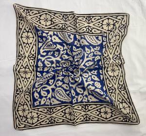 Bandana en coton bleu imprimé à la main, motif bohème paisley, écologique, pour cheveux, cadeau pour elle - Product Image 5