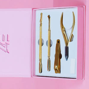GOLD BOX KIT 4 Pcs Premium Professional Stainless Steel Manucure Set HOT SELLING Fall-less Nails Dual-End Cuticle Pushers - Product Image 6