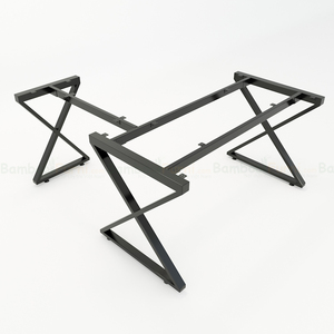 XBamboo BFXB009 L-Shaped PC <b>Desk</b> 140x150cm Iron Legs Assembled with Drawer Bookshelf and Shelf - Product Image 4