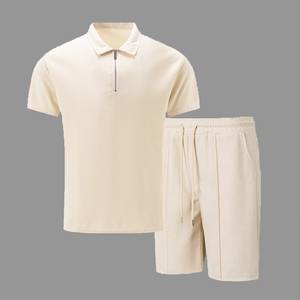 Ensemble short 100% coton décontracté pour hommes Ensembles de t-shirts d'été respirants de qualité supérieure Logo élégant personnalisé Ensemble de chemise short - Product Image 6