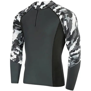 T-shirt à manches longues à fermeture éclair pour homme 1/4 Rash Guard Sublimation 100% Polyester/Spandex UPF50 + Quick Dry Durable - Product Image 3