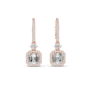 ต่างหูเพชรทรง Asscher Cut น้ำหนัก 2.598 กะรัต ความใส VVS-VS สี EF  ทอง 18KT, 14KT, 10KT และเงิน 925 สีโรสโกลด์, สีเหลือง, สีขาว - Product Image 1