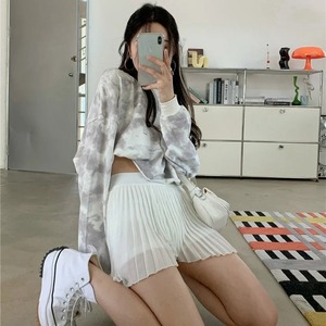 ผู้หญิงสบายๆหลวมไม่มีหมวกมัดย้อมHoodiesเสื้อO-คอฤดูใบไม้ผลิฤดูใบไม้ร่วงเซ็กซี่สั้นOutwearแฟชั่นทั้งหมดตรงกับ - Product Image 5