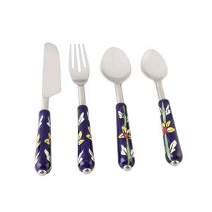 Ensemble de couverts en acier inoxydable plaqué couleur argent avec manche élégant de 5 couverts cuillère fourchette couteau pour cadeaux utilisation de mariage - Product Image 4