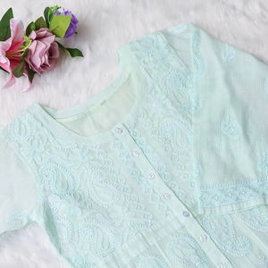 Kurti เสื้อเบลาส์ปักลายพื้นเมืองวินเทจ, เสื้อเบลาส์ปักด้วยมือทรงเอไลน์ฤดูหนาวสำหรับผู้หญิงขนาดพิเศษน้ำหนักเบา - Product Image 1