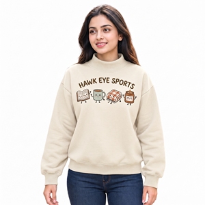 Custom Embroidered Streetwear Soft Cotton Mockneck <b>Crewneck</b> Pullover <b>Sweater</b> Jumper Fleece Oversized Women Mock Neck Sweatshirt - Product Image 1