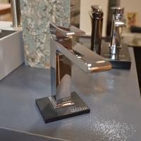 Robinet de lavabo de salle de bain à levier unique en chrome carré par Fratelli Pellizzari, robinet en laiton moderne avec finition polie