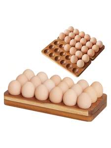 Antique Style Wooden Egg Rack For <b>Kitchen</b> Display Rustic Farmhouse Decor And Country Style Home <b>Storage</b> - Product Image 2