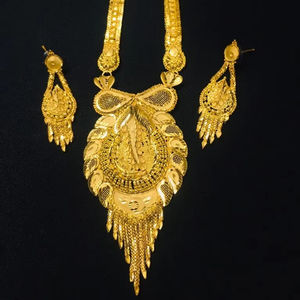 24K chapado en oro Dubai Vintage moda joyería conjunto pendientes brazaletes peines broches en Material de cobre para EE. UU. - Product Image 1