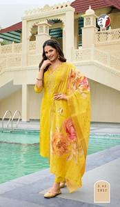 Design Moderne Indien Qualité D'exportation Dernier Mélange Shimmer Kurti Pant & Dupatta Avec Travail À La Main Achats En Ligne Inde À Vendre - Product Image 4