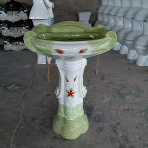 Lavabo de pedestal de columna de cerámica integrado montado de un solo orificio moderno forma rectangular con escurridor para baño de Hospital doméstico - Product Image 5