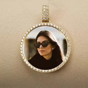 Pendentif photo personnalisé avec testeur de diamants 18KT or massif platine/or rose/or blanc/or jaune breloques élégantes en diamant - Product Image 4
