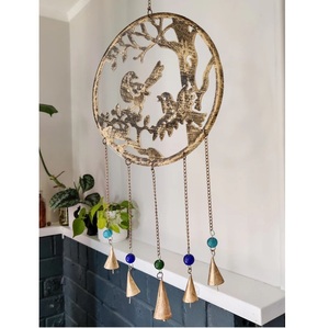 Carillons éoliens de conception unique oiseau d'art sur des branches d'arbre cloches suspendues en métal carillons éoliens finis en or pour la décoration intérieure - Product Image 4