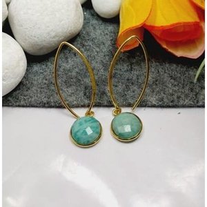SOUMYA CREATIONS Pendientes de gota de latón chapados en oro con piedra lunar arcoíris en forma de gota de agua, modernos para mujer, regalo - Product Image 5