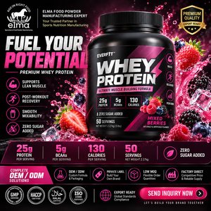 Fournisseur de poudre de protéines de lactosérum à la vanille en marque privée en Malaisie, fabrication OEM de shakes WPC sur mesure, croissance musculaire pour adultes, 20-29g - Product Image 1