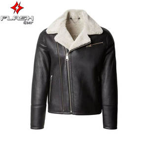 แจ็คเก็ตหนังบุขนแกะสไตล์ไฮสตรีท สีดำ กันลม ระบายอากาศได้ดี ปรับแต่งได้ เสื้อคลุมกันหนาว ทันสมัย สำหรับผู้ชาย - Product Image 1