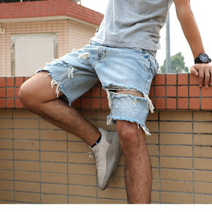 Ropa de calle de alta calidad Hip Hop Baggy Jean Shorts para hombres hechos de algodón con estilo de carga de mezclilla de 5 pulgadas de longitud para una tendencia - Product Image 4