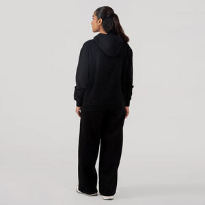 Ensemble de sweat-shirt à capuche en polaire noir surdimensionné pour femmes, streetwear uni, décontracté d'hiver, anti-boulochage, respirant, pour femmes - Product Image 3