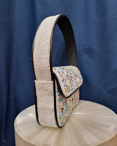 beaded floral top handle Indian fully handcrafted bag luxury handmade clutch purse for women wedding evening party handbag - Product Image 2