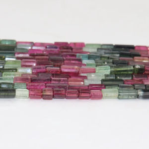 Cuentas de Turmalina Natural Multicolor Facetadas, Perforadas Centralmente, en Forma de Tubo y Tubería, 7x12mm, 17 Pulgadas, para la Fabricación de Joyas, Gran Venta - Product Image 1
