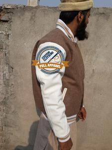 Veste d'université de baseball en laine respirante coupe-vent pour hommes manches en cuir patchs brodés col montant col rond-pour l'hiver - Product Image 3