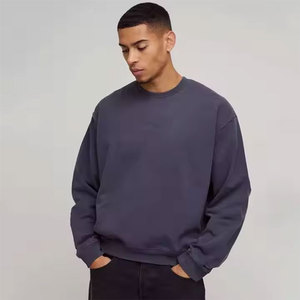Venta al por mayor personalizado 330GSM Oversize Dropshoulder peso pesado bordado cuello redondo sudadera hombres invierno sudaderas con capucha - Product Image 4