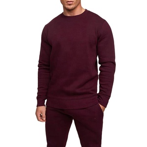 Maroon Dye Fleece Crewneck <b>Sweatshirts</b> Long Sleeve Thick Fabric Winter Eco-Friendly Custom Logo <b>Sweatshirts</b> - Product Image 1