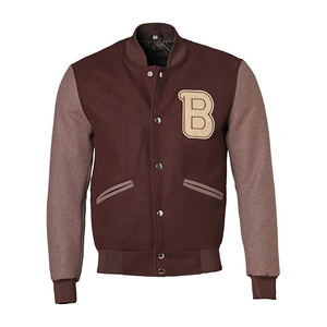 Veste universitaire avec doublure en matériau à changement de phase, corps en laine régulatrice de température, manches en cuir, adaptative au climat - Product Image 5