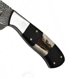 Cuchillo Skinner de Acero de Damasco Hecho a Mano Personalizado Burraq, Mango de Resina, Funda de Cuero, para Camping, Caza, Bricolaje, Compatible con OEM - Product Image 4