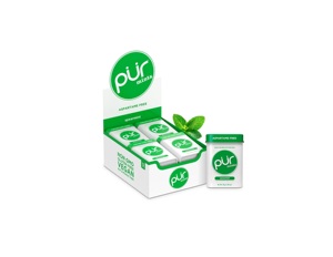 Bonbons PUR |   Sans aspartame |   Fabriqué avec du Xylitol |   Sans sucre, végétalien, saveur naturelle de menthe verte, 30 pièces (lot de 12) - Product Image 1