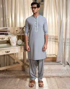 Kurta Pathani en coton spécial Eid pakistanais pour hommes, pantalon Shalwar, robe de fête de mariage, vêtements islamiques, vente en gros, haute qualité - Product Image 4