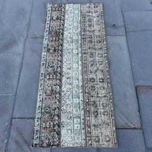 Alfombra Turca de 1.8x4.3 pies, Alfombra Pequeña Vintage, Alfombra Azul Sólida - Product Image 1