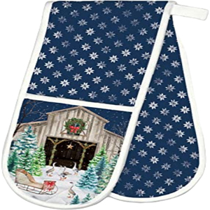 Meita Home Hot grab Double gant de cuisine fabricant plaid imprimé 2 pièces gant de four en silicone antidérapant coton résistant à la chaleur - Product Image 6