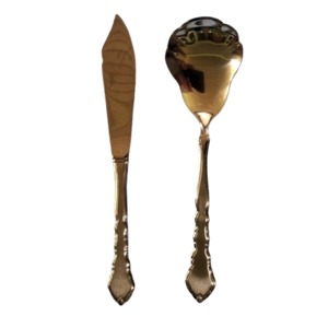 Ensemble de 5 fourchettes, cuillères et couteaux en acier inoxydable plaqué couleur argent, couverts lavables au lave-vaisselle à usage domestique en Inde - Product Image 2