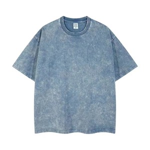 OEM de alta calidad lavado ácido hombres camiseta de gran tamaño ropa de calle Lisa 100% algodón Jersey en blanco liso al por mayor diseño transpirable - Product Image 1