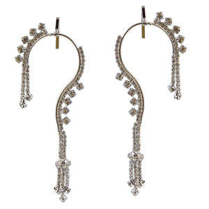 Tip Top Fashions Pendientes de oreja chapados en rodio de piedra austriaca blanca 1303804 - Product Image 1