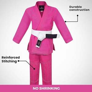 Kimono de Jiu-Jitsu Brésilien pour femmes, rose, 350 g/m², tissage perlé, léger, pré-rétréci, en coton, logo personnalisé, tenue d'arts martiaux - Product Image 2