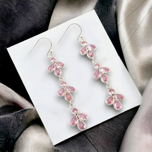 Pendientes colgantes de Zirconia cúbica Rosa de Plata de Ley 925 de buena calidad para regalo de aniversario para esposa fabricante de joyería hecha a mano - Product Image 2