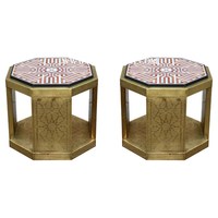 Dernière conception de table marocaine d'appoint de salon couleur marron foncé pieds en bois de bambou Table basse unique vintage faite à la main à vendre
