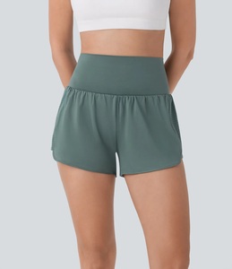 Haut court confortable pour femmes avec paillettes, perles et motif taille moyenne en tissu doux 'Hot Shorts' avec logo personnalisé - Product Image 6