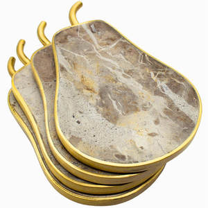 Latest Design <b>Marble</b> <b>Coasters</b> Handcrafted Indian Decor <b>Marble</b> & Metal <b>Coasters</b> Walnut Contemporary Style and Premium Design 2025 - Product Image 1